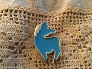 Vintage teal horse brooch