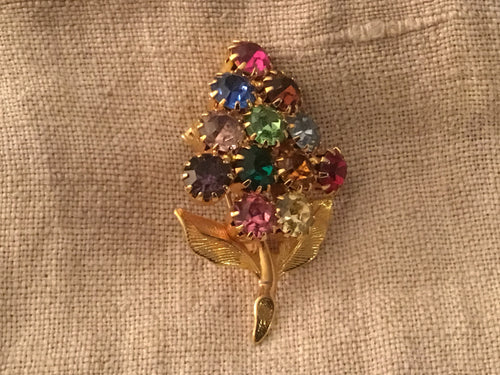 Vintage multi gemstone bouquet brooch